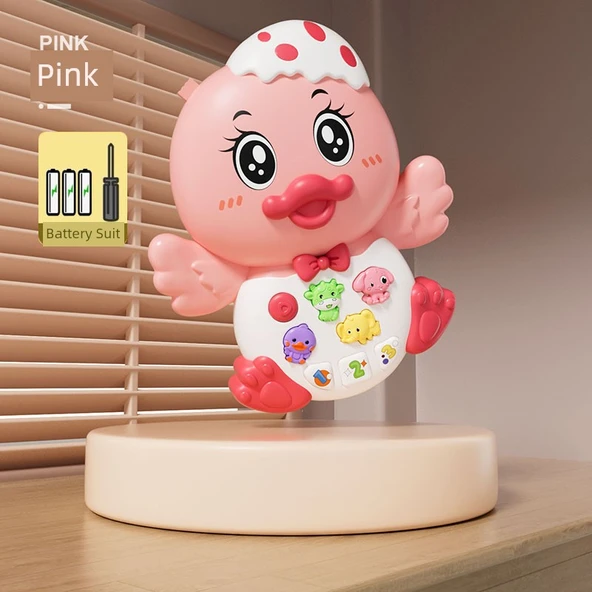 Çocuk Elektrikli Korna Oyuncak - Pembe Ördek Hikaye Makinesi Pilli