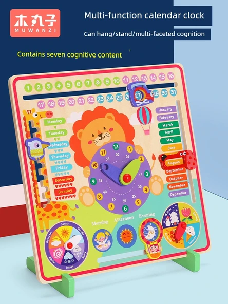 Çocuklar için Takvim Saat Puzzle Oyuncak - Çok Fonksiyonlu (Ay, Hava Durumu, Hafta, Mevsim) - Resim 2