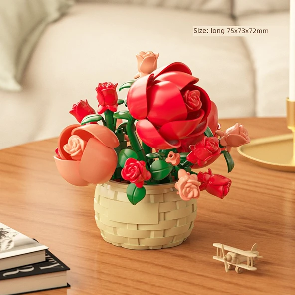 DIY Yapı Taşları Çiçek Sepeti Saksı Bitki Puzzle - Vermilyon Şöleni