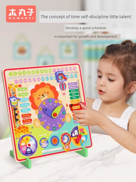 Çocuklar için Takvim Saat Puzzle Oyuncak - Çok Fonksiyonlu (Ay, Hava Durumu, Hafta, Mevsim) - Resim 3