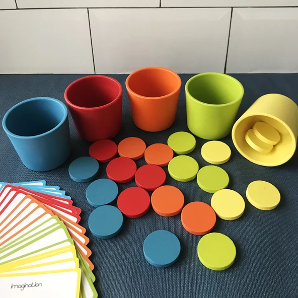 Montessori Renk Eşleştirme Oyunu - Renk Sınıflandırma Kupası