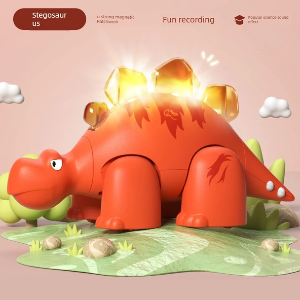 Manyetik Işıklı Sesli Kayıtlı Stegosaurus Oyuncak Dinozor