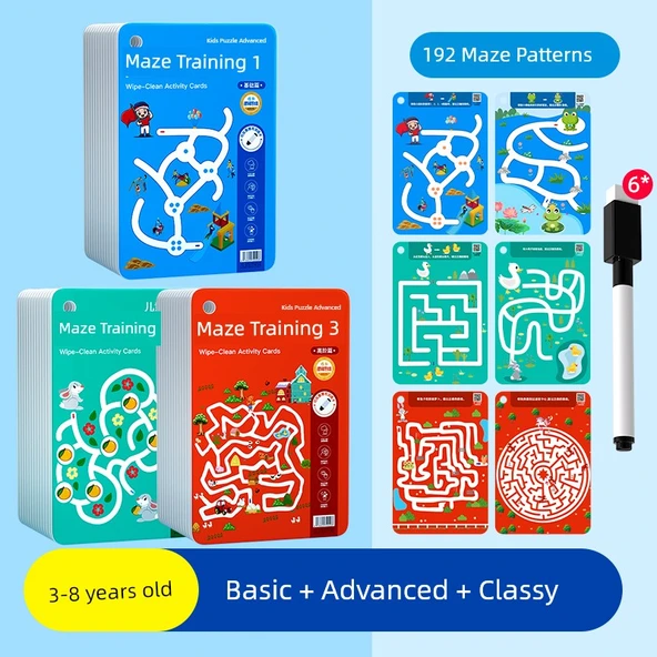 Çocuk Labirent Kitabı - Xueba Eğitim Seti 3 Kitap (3-8 Yaş) 192 Sahne