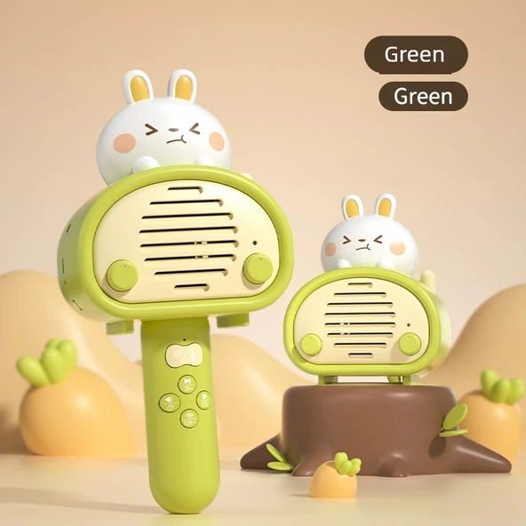 Çocuk Karaoke Mikrofonu - Kablosuz Bluetooth Oyuncak - Yeşil