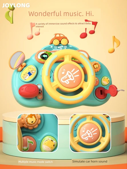 Şarjlı Çocuk Direksiyon Simülasyon Oyuncak - Kırmızı Kabin - Resim 5