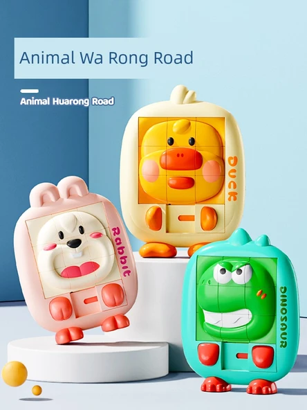 3D Hayvan Klotski Kaydırmalı Puzzle - Kukla Uzun Gövdeli Üç Yollu Huarong Yolu - 5
