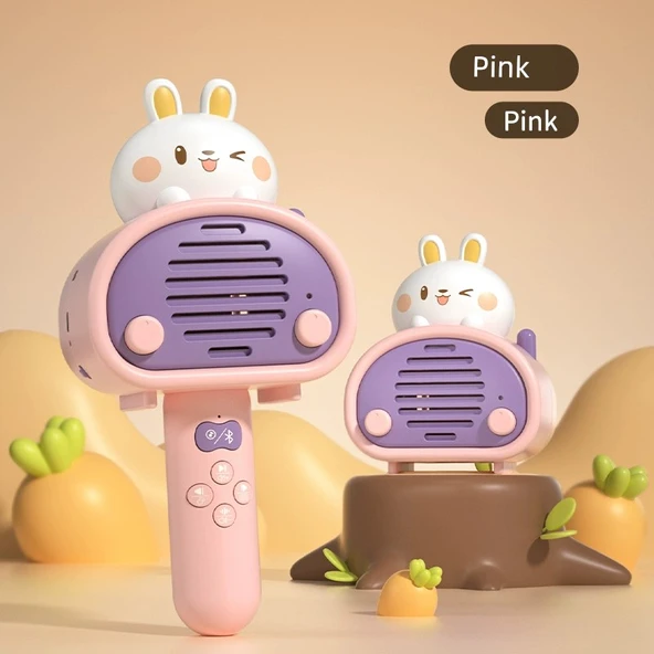 Çocuk Karaoke Mikrofonu - Kablosuz Bluetooth Oyuncak - Pembe
