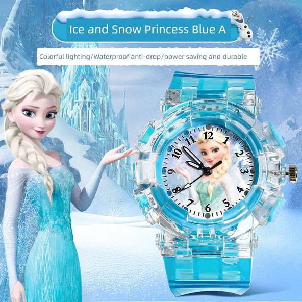Elsa Prenses Işıklı Çocuk Elektronik Saat - A Model Elsa Mavi