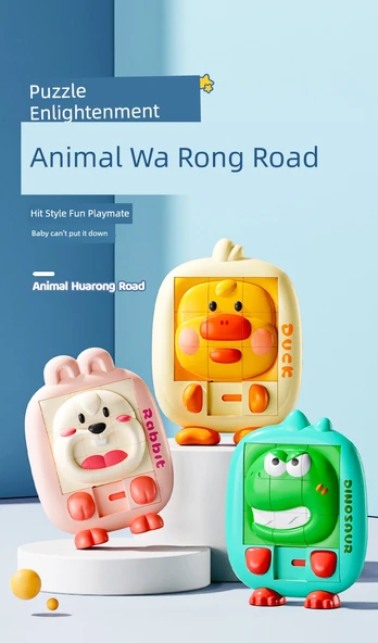 3D Hayvan Klotski Kaydırmalı Puzzle - Kukla Uzun Gövdeli Üç Yollu Huarong Yolu - 8