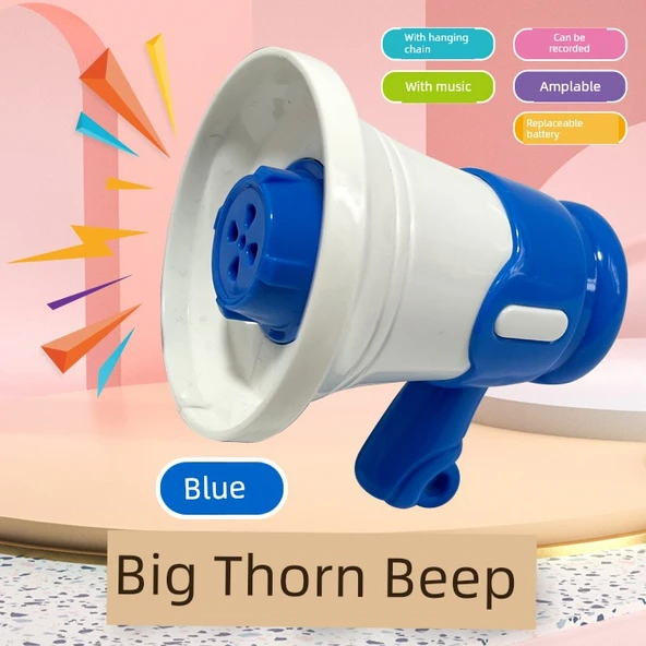 Mini Oyuncak Korna Hoparlör Anahtarlık - Mavi, Müzik Kayıt ve Amplifikasyon Özellikli