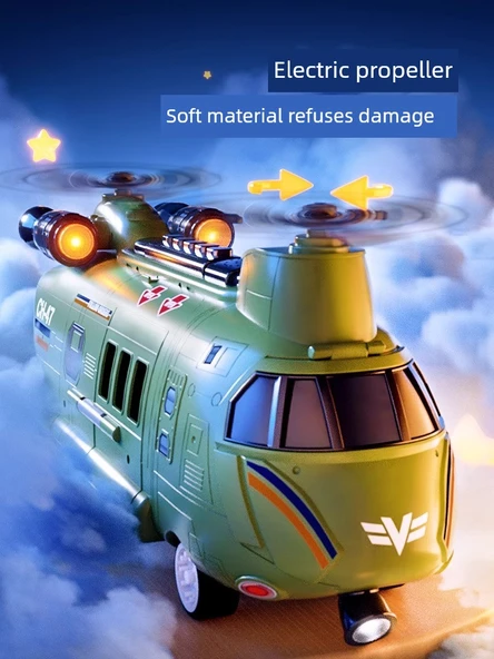 Çocuk Oyuncak Helikopter ve Alaşım Arabalar - Şarjlı Model - Askeri Yeşil - 3