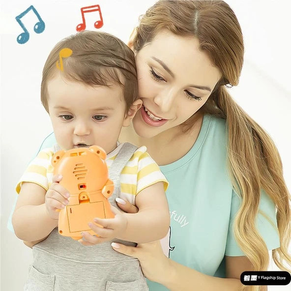 Çocuk Erken Eğitim Hikaye Makinesi - Mavi Palm Piggy - Şarjlı Model - 3