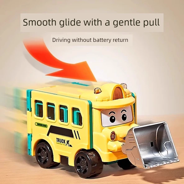 Dönüşebilen Alaşım Araba Oyuncak - Silindir/Füze Araba + Sondaj/Dozer (2'li Paket) - 5