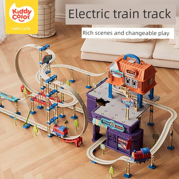 Çocuklar için Elektrikli Tren Seti - Standart 87 Parça - 3
