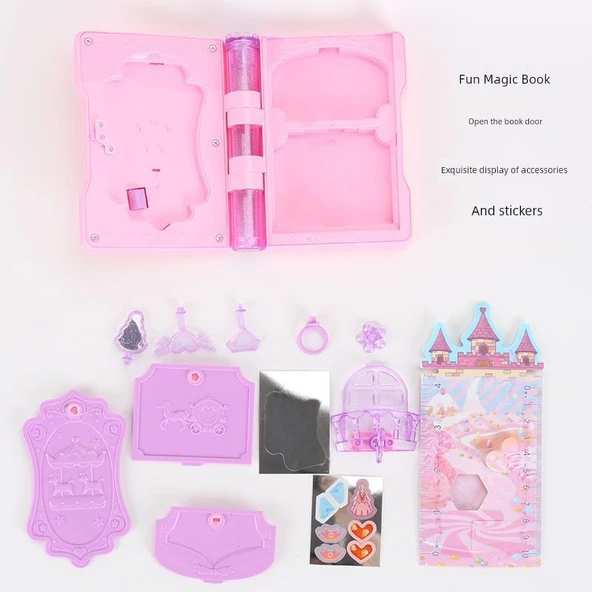 Çocuklar için Sihirli Kitap Hazine Sandığı - Prenses Şatosu Bal Pembe - 4
