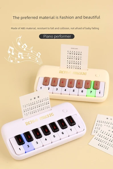 Mini Elektronik Klavye Piyano Oyuncak - Beyaz, Müzik ve Şarjlı Pilli Hediye Kutulu - 10