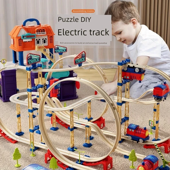 Çocuklar için Elektrikli Tren Seti - Standart 87 Parça - 4