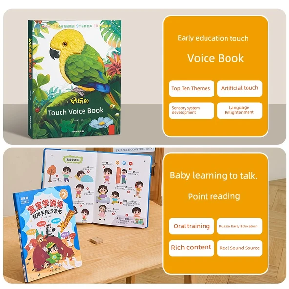 Sesli Bebek Kitabı - Erken Eğitim Dokunmatik Sesli Kitap + Bebek Konuşma ve Okuma Seti - 1
