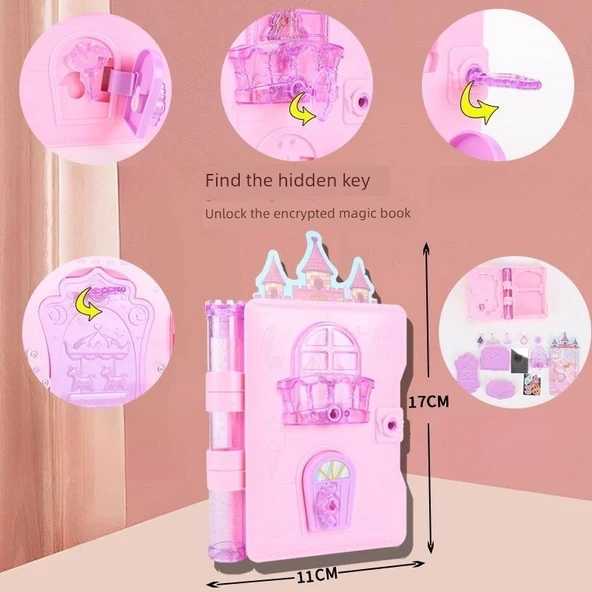 Çocuklar için Sihirli Kitap Hazine Sandığı - Prenses Şatosu Bal Pembe - 10