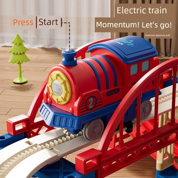 Çocuklar için Elektrikli Tren Seti - Geliştirilmiş 142 Parça - 6