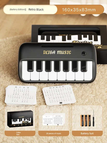 Mini Elektronik Klavye Piyano Oyuncak - Beyaz, Müzik ve Pilli Hediye Kutulu