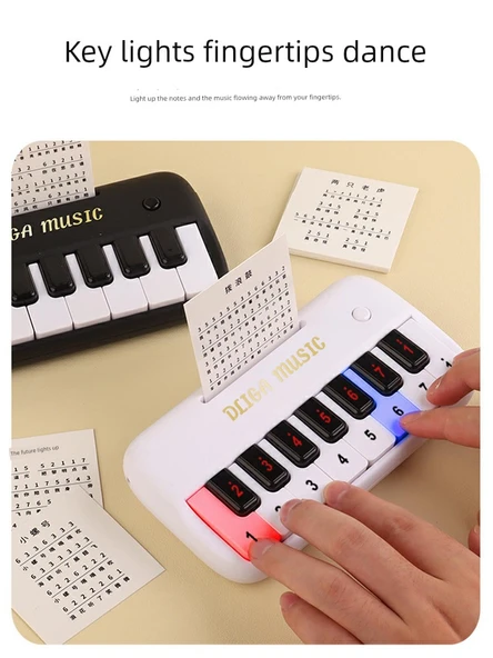 Mini Elektronik Klavye Piyano Oyuncak - Bej, Nota ve Hediye Kutulu - 5