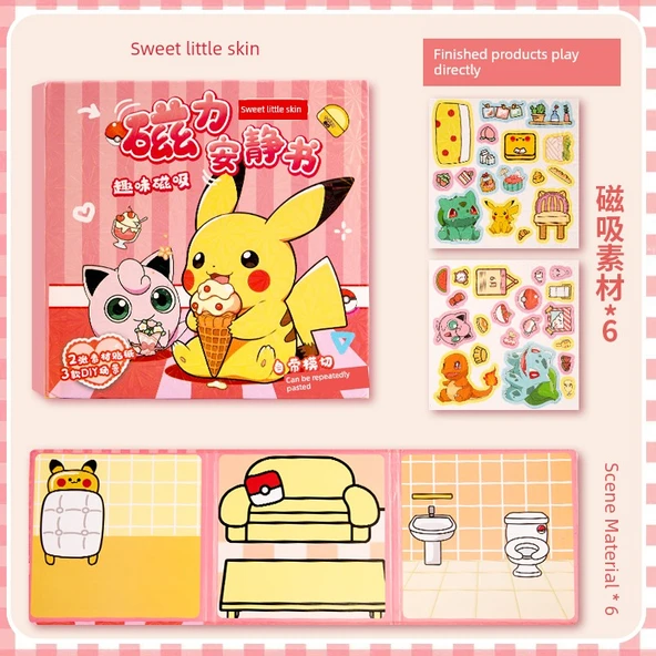 Pikachu Manyetik Sessiz Kitap - Tatlı Küçük Deri