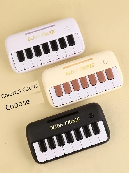 Mini Elektronik Klavye Piyano Oyuncak - Beyaz, Müzik ve Şarjlı Pilli Hediye Kutulu - 6