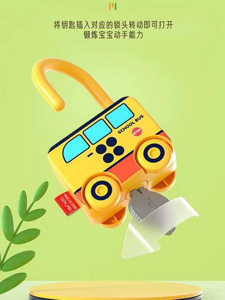 Polis Arabası, İtfaiye, Ambulans, Okul Otobüsü, Otobüs ve Dondurma Kamyonu Kilit Açma Oyuncak Seti - Resim 4