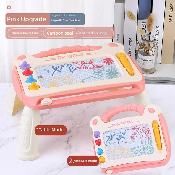 Çocuk Manyetik Çizim Tahtası - Küçük Boy Pembe Yazı Tahtası - Masa Ayaklı