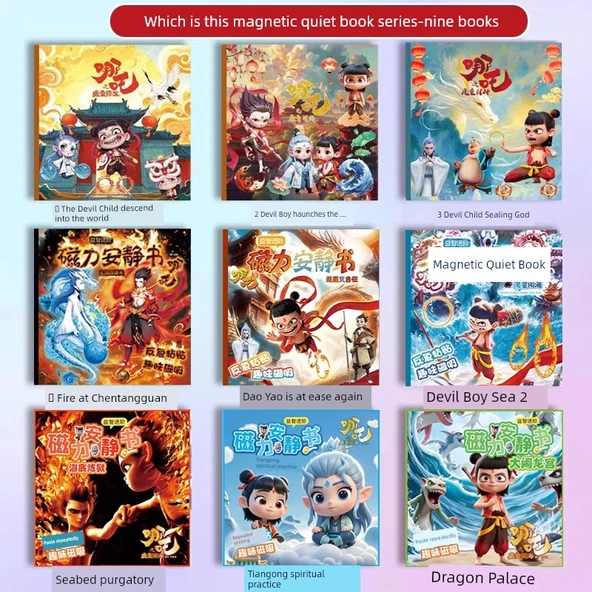 Nezha Manyetik Sessiz Kitap - 9 Kitap Seti - Büyük Boy
