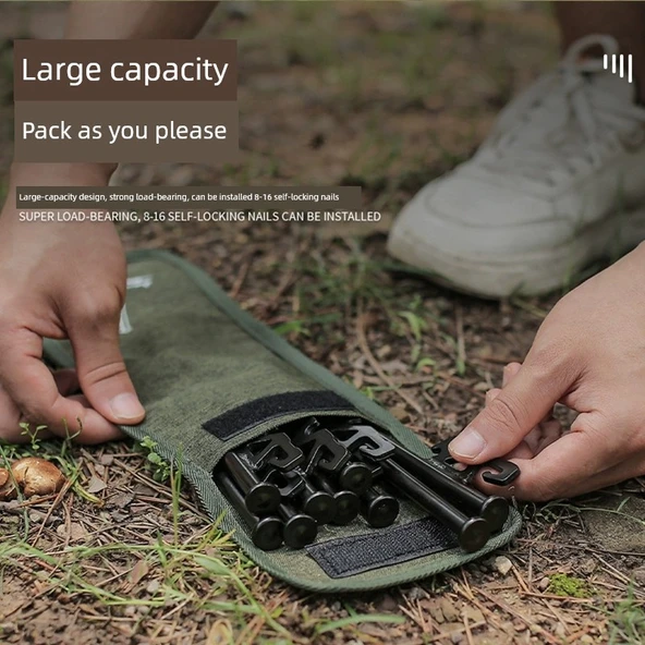 Kamp Çadırı Kazık Saklama Çantası - 40cm Çanta + 4 Adet 40cm Çelik Kazık - 4