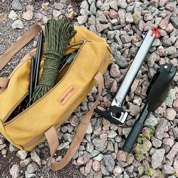 Kamp Çadırı Kurulum Kanvas Çantası - Bağlama Cebi 30cm - 4
