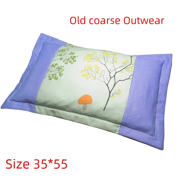 K Lateral Selvi Kabuğu Tohumu Yetişkin Yastığı - 2.50kg Eski Kaba Kumaş Çiçek 35*55, 8-9cm Yükseklik