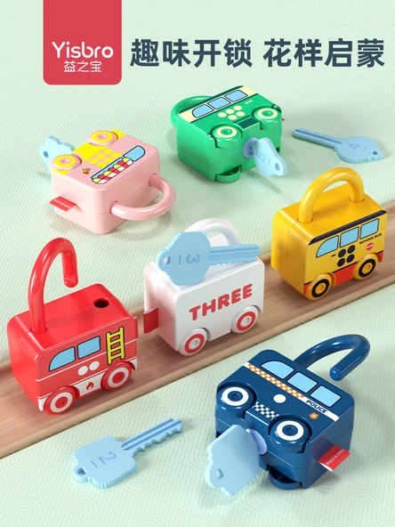 Polis Arabası, İtfaiye, Ambulans, Okul Otobüsü, Otobüs ve Dondurma Kamyonu Kilit Açma Oyuncak Seti - Resim 2