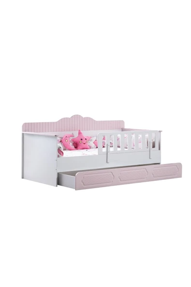Yavrulu Karyola, Flower Yavrulu Montessori Karyola - Pembe + 2 Adet Comfort Yatak - 3