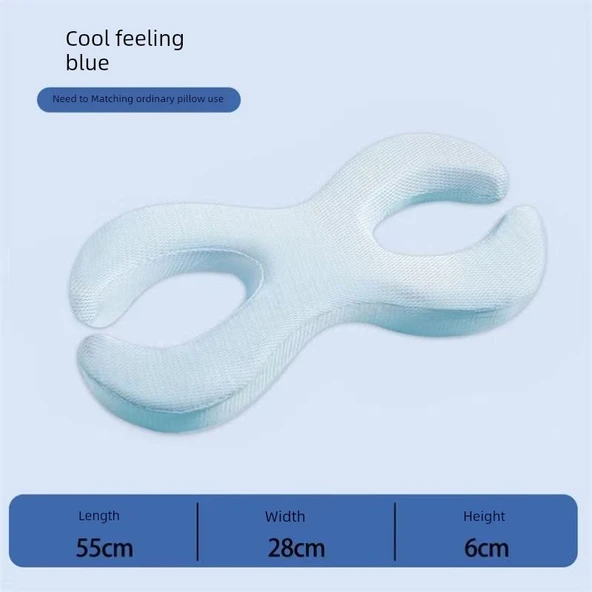 Yan Yatma Yastığı - Kulak Oyuntulu - Mavi - 6cm