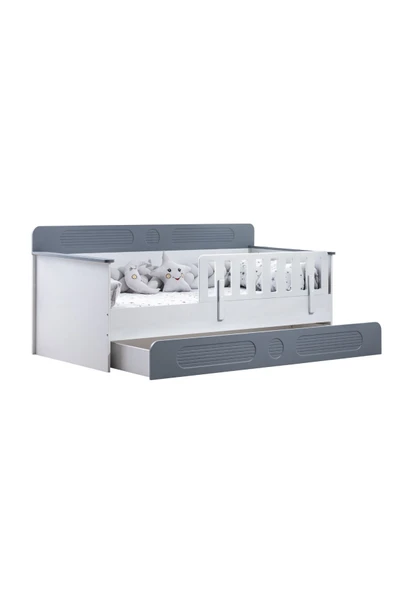 Yavrulu Karyola, Flora Yavrulu Montessori Karyola - Gri + 2 Adet Comfort Yatak - 4