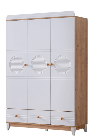 Antalya Çocuk Odası Takımı, Antalya Yavrulu Karyola, Alvin 3 Kapaklı Dolap, Şifonyer - Ceviz - 4