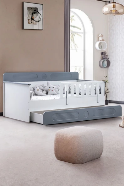 Yavrulu Karyola, Flora Yavrulu Montessori Karyola - Gri + 1 Adet Comfort Yatak - 2