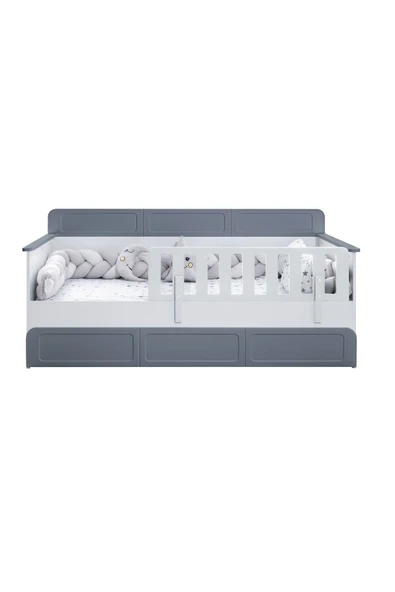 Yavrulu Karyola, Mira Yavrulu Montessori Karyola - Gri + 2 Adet Comfort Yatak - 6