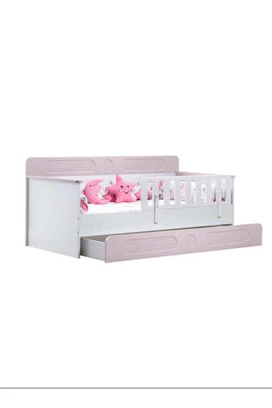 Yavrulu Karyola, Flora Yavrulu Montessori Karyola - Pembe + 2 Adet Comfort Yatak - 5
