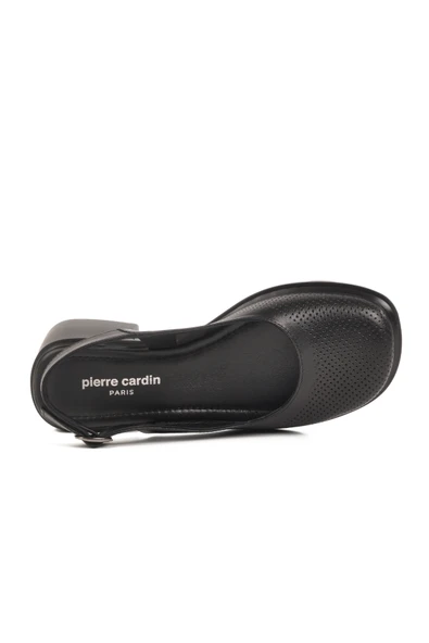 Pierre Cardin Siyah Hakiki Deri Kadın Topuklu Sandalet - 4