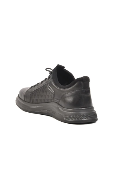 Aspor Siyah Hakiki Deri Erkek Casual Ayakkabı - Resim 4
