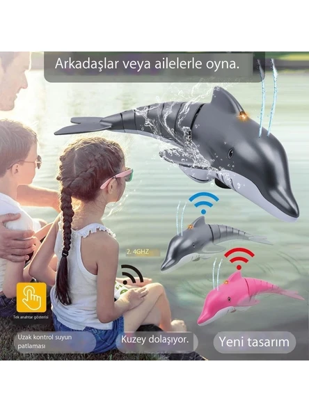 Rc Uzaktan Kumandalı Oyuncak Yüzen Yunus Balığı Su Püskürtebilir - 4