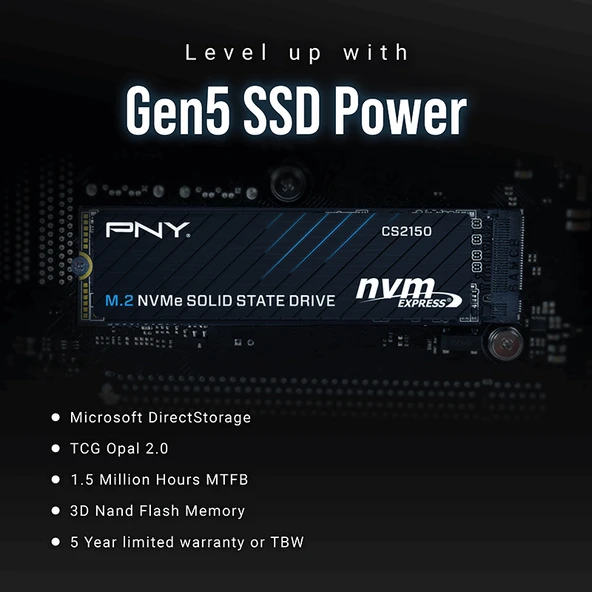 PNY CS2150 2TB  10200/8500 NVMe PCIe Gen5x4 M.2 SSD (M280CS2150-2TB-TB) - 5