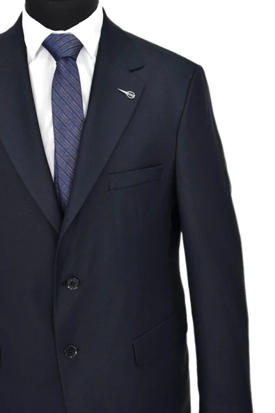Erkek Lacivert Armürlü 4 Drop Çift Yırtmaçlı Takım Elbise BGL-ST04567 - Resim 6
