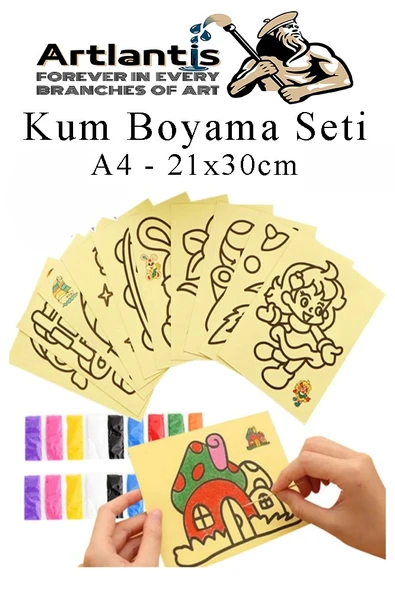 Kum Boyama Seti 1 Adet 20x30 cm A4 Boyutunda Büyük Boy Kaliteli Kum Boyama Çalışması Tuz Boyama Etkinlik