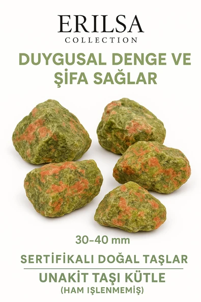 Sertifikalı İşlenmemiş Unakit Taşı Kütle El Taşı Kalp Şifası Duygusal Yenilenmenin Doğal Kaynağı ürün görseli