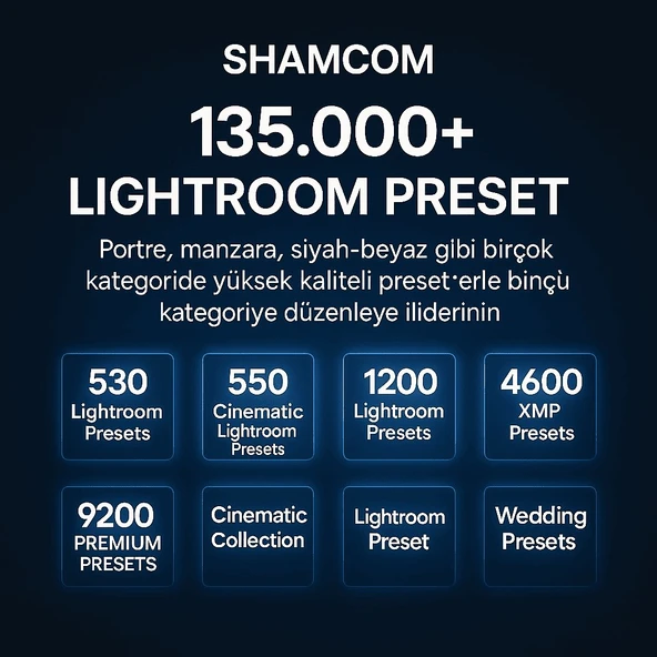 135.000+ Adobe Lightroom Preset Paketi – Shamcom’dan Profesyonel Fotoğrafçılara Özel - 3